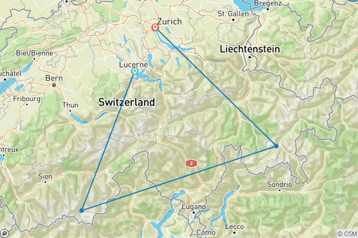 Karte von Golf- und Wellness-Retreat in der Schweiz 7Tage/ 6 Nächte (Luxus)