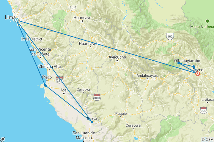 Map of 7 Days - Lima, Nazca & Machu Picchu