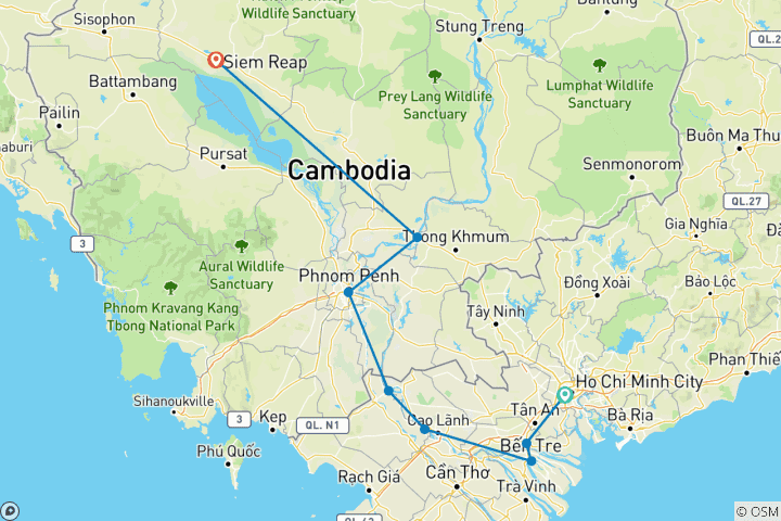 Map of 7-Night Christmas Cruise on the Mekong Navigator: Vietnam & Cambodia