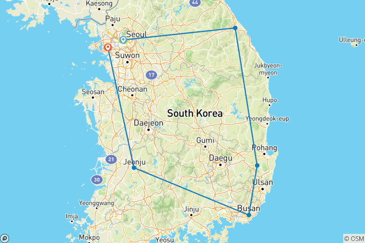 Carte du circuit Corée du Sud Intense : Hanok Alleys & Temple Nights