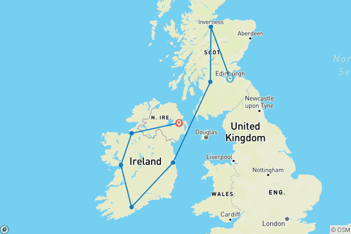 Map of Best of Scotland & Ireland and Northern Ireland