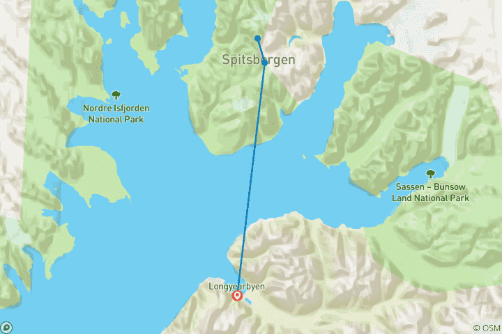 Carte du circuit Aventure arctique au Svalbard - Hiver ensoleillé