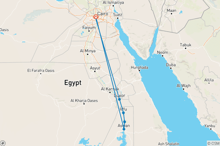 Carte du circuit Majestic Egypt Round Trip Nile Cruise and Pyramids - 10 jours