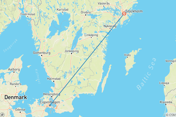 Carte du circuit De Copenhague à Stockholm en train - 5 jours