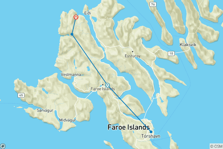 Mapa de Expreso de las Islas Feroe - 5 días