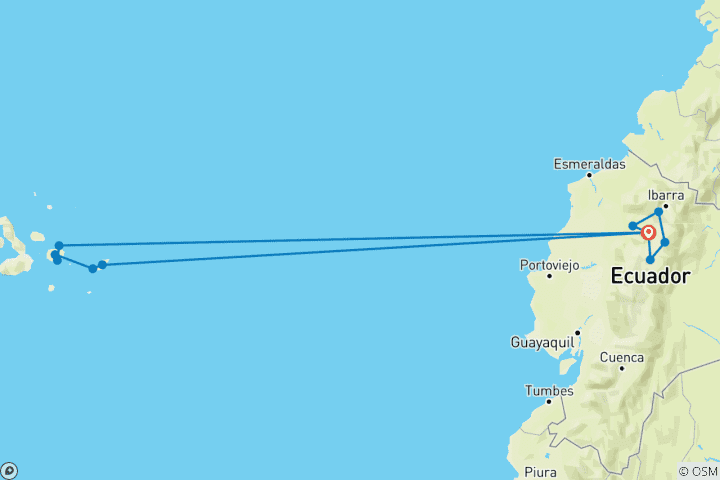 Mapa de Explorador de Ecuador y las Islas Galápagos - 13 días