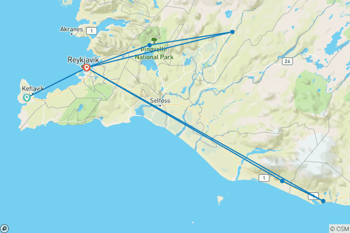 Carte du circuit Escapade hivernale en Islande - 5 jours