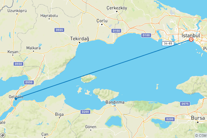 Map of ANZAC Day Gallipoli Tour –5 Day Journey Through Istanbul Canakkale