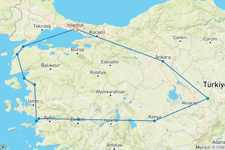 Kaart van 12 Daagse Anzac Day Tour 2026