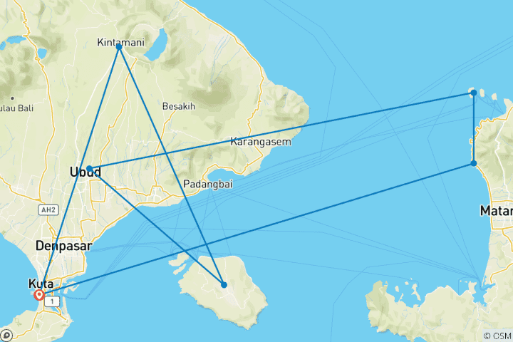 Mapa de Escapada a Bali y las Gili: 7 días de paraíso tropical