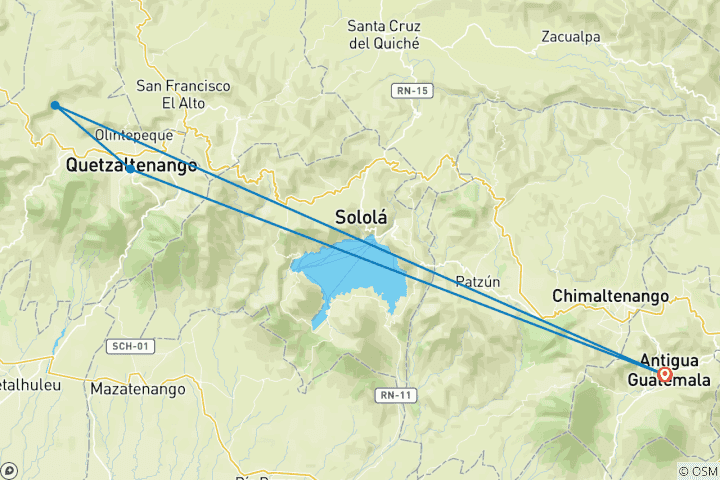 Carte du circuit Le cœur du Guatemala