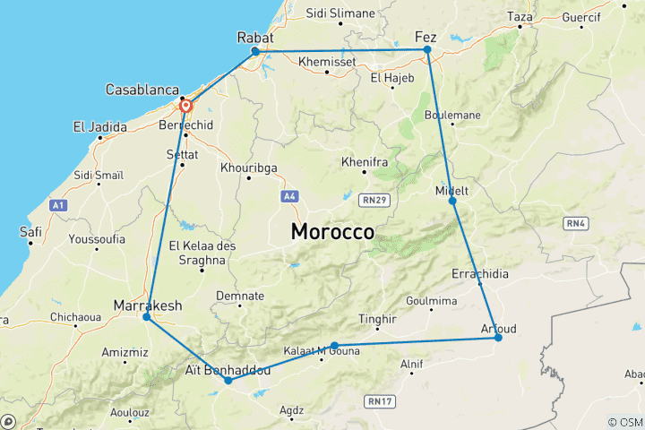 Carte du circuit Couleurs du Maroc (2026)