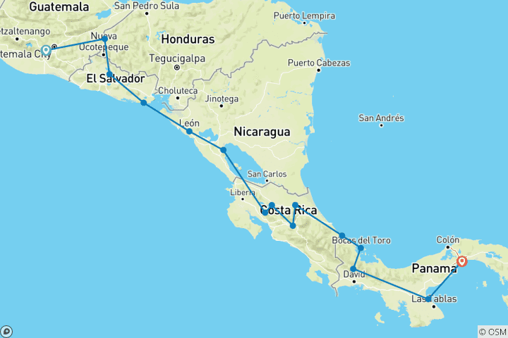 Map of Amazing Central America (including Chitre)