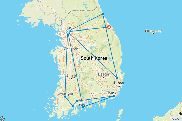 Carte du circuit La Corée du Sud scénique