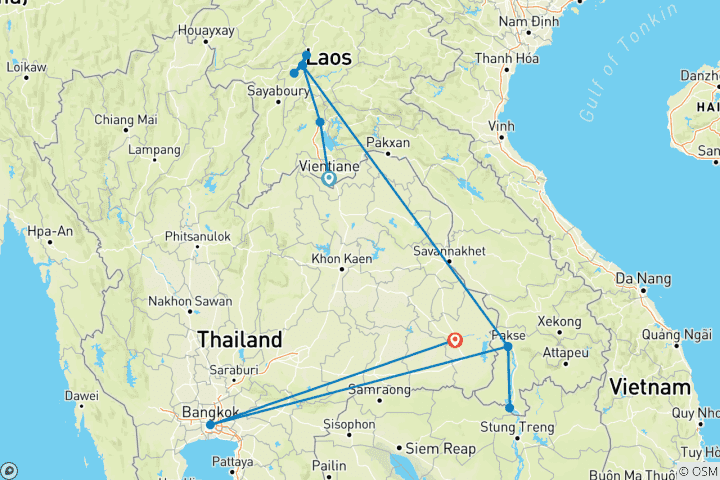 Carte du circuit Laos : De la tête aux pieds