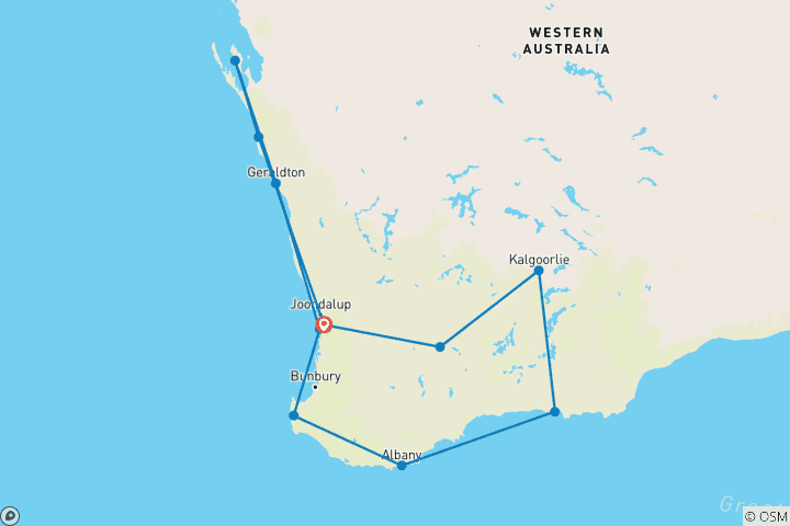 Carte du circuit Western Wonderland (sans rail, 2025/2026) (11 destinations)