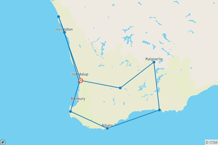 Carte du circuit Western Wonderland (sans rail, 2026/2027) (10 destinations)