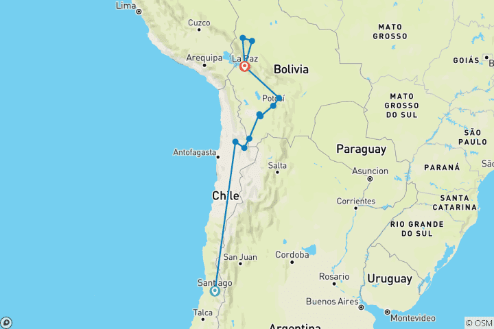 Karte von VON DER ATACAMA-WÜSTE BIS ZUM Dschungel DES AMAZON Eine Reise durch die dramatischsten Landschaften der Erde