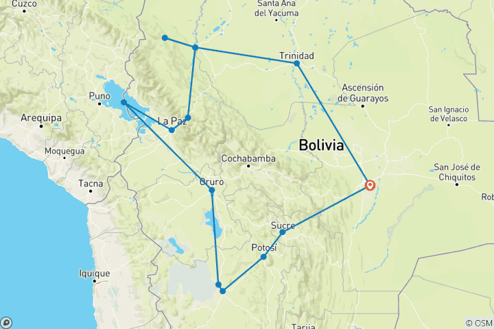 Kaart van EXPEDITIE BOLIVIA 2026 4x4 ADVENTURE