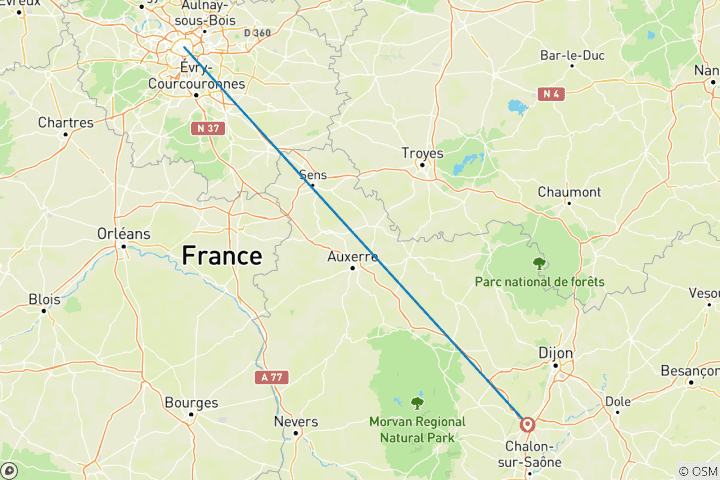 Mapa de Viva Francia con Borgoña