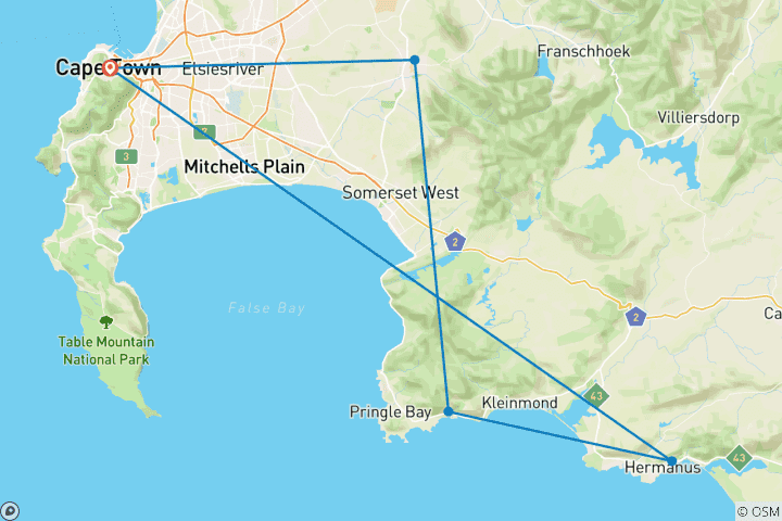 Mapa de Escapada de 2 días a Cabo Wow
