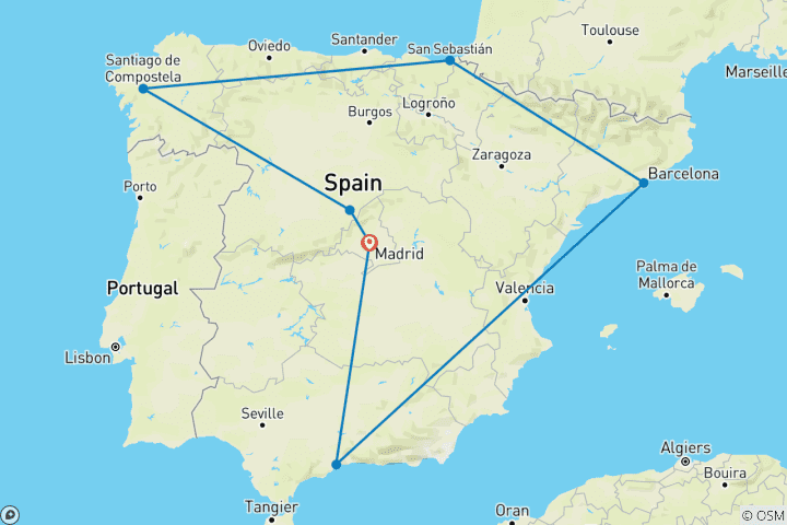 Carte du circuit L'Espagne en train : Une visite autoguidée