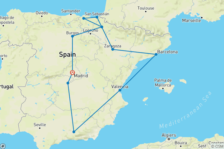 Carte du circuit Le meilleur de l'Espagne (Classique - Hiver)