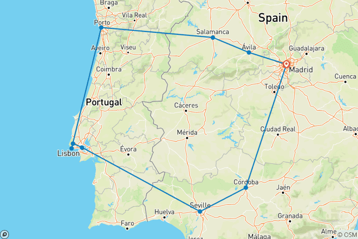 Karte von Spanien und Portugal Highlights (Klassisch - Winter)