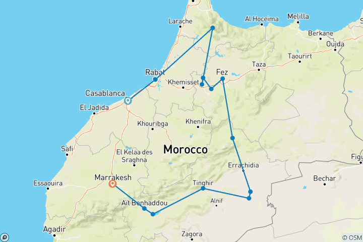 Karte von Essential Marokko Kleine Gruppe