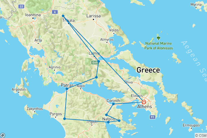 Carte du circuit Grèce classique