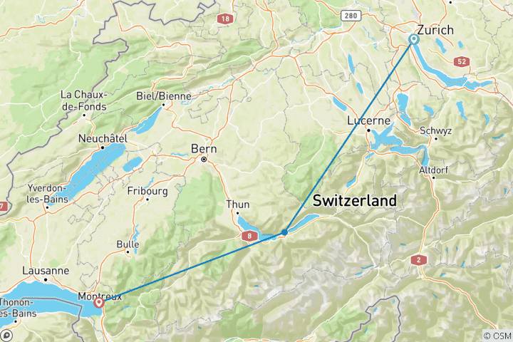 Mapa de Lo mejor de Suiza