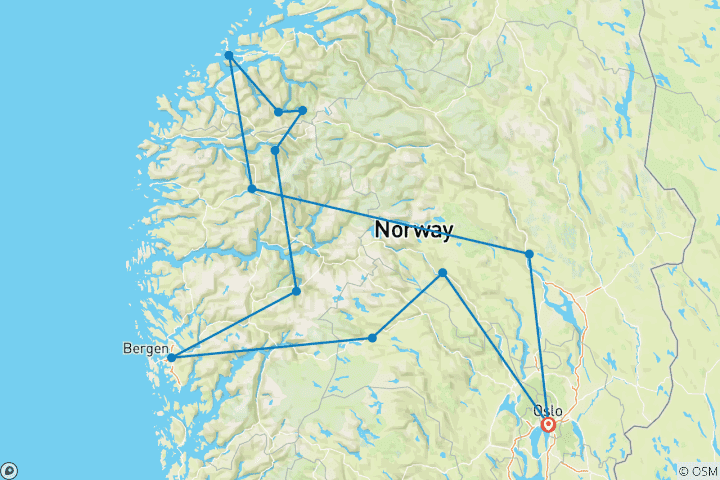 Carte du circuit Voyage à travers les fjords - Circuit en voiture