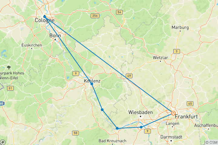 Karte von Kurs Main & Mittelrhein 2025