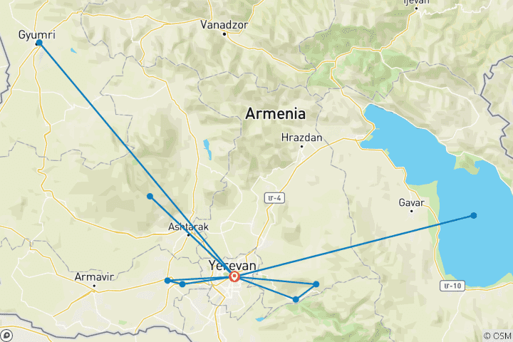 Map of 7 Day Armenia : Land of Legends and Landscapes