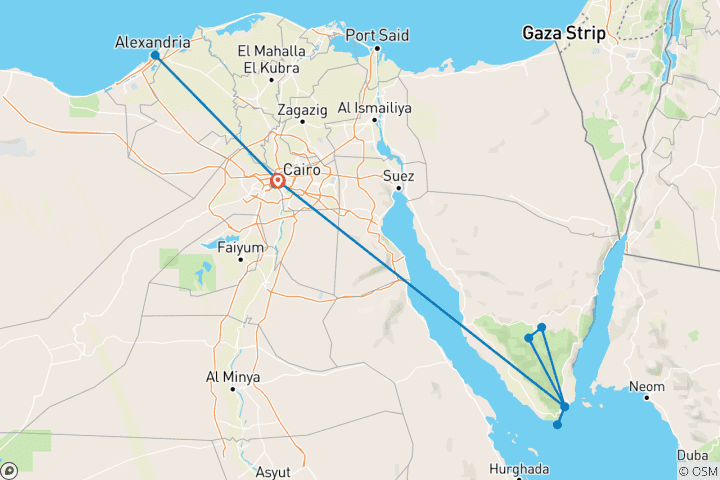 Kaart van Magisch Egypte Piramides en Rode Zee Sharm El Sheikh - 8 Dagen