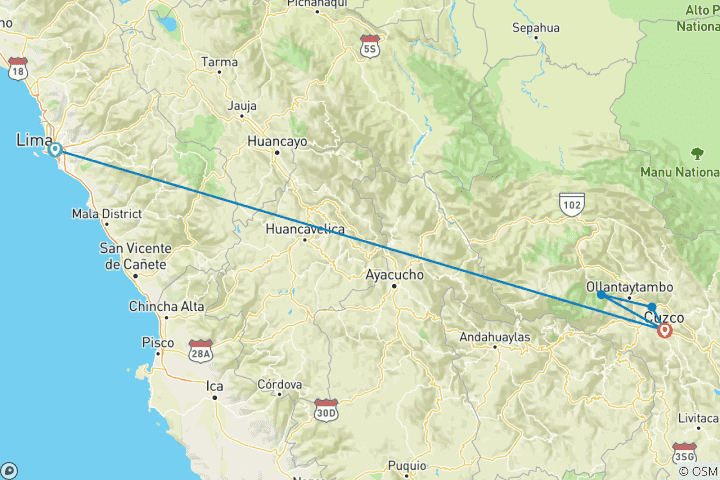 Mapa de 6 Días Sabores y Maravillas de Perú