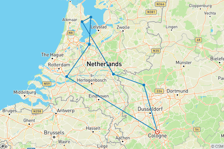 Carte du circuit Rhin Expérience IJsselmeer 2025