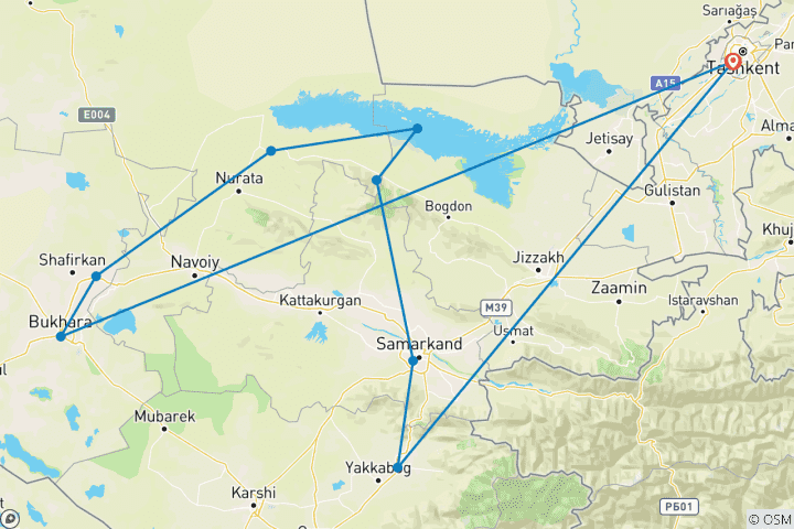 Map of Cultural Tour to Uzbekistan - Private Tour