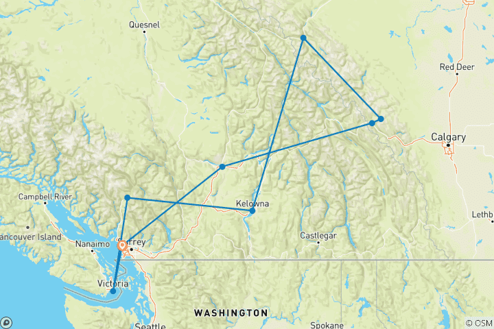 Kaart van Spectaculaire Rockies