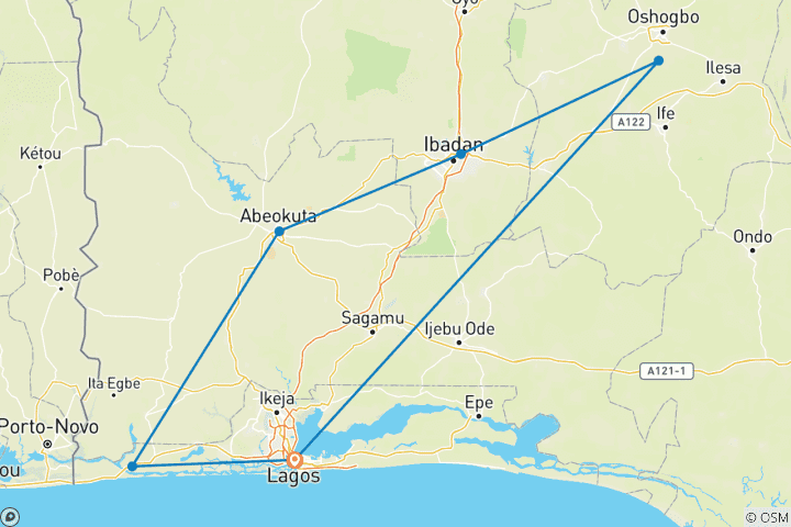 Carte du circuit Explorez les merveilles du sud-ouest du Nigeria 7 jours