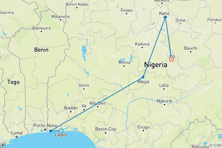 Mapa de Explora las joyas ocultas de Nigeria en 5 días