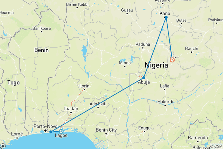 Carte du circuit Explorez les joyaux cachés du Nigeria en 5 jours