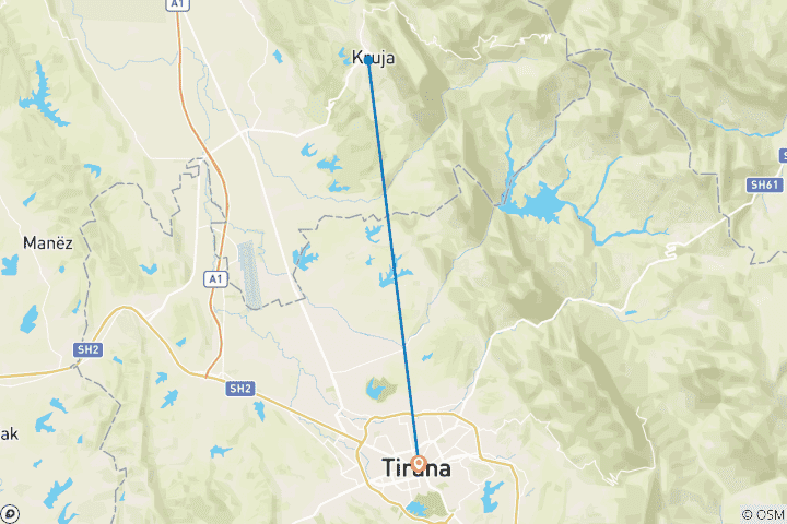 Map of A Weekend Getaway to Tirana and Kruja