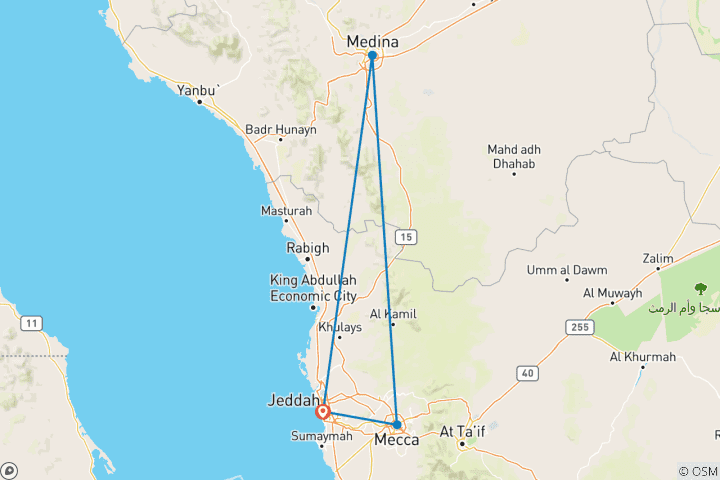 Karte von Jeddah: Mekka und Medina 8 Tage Umrah mit Hotel