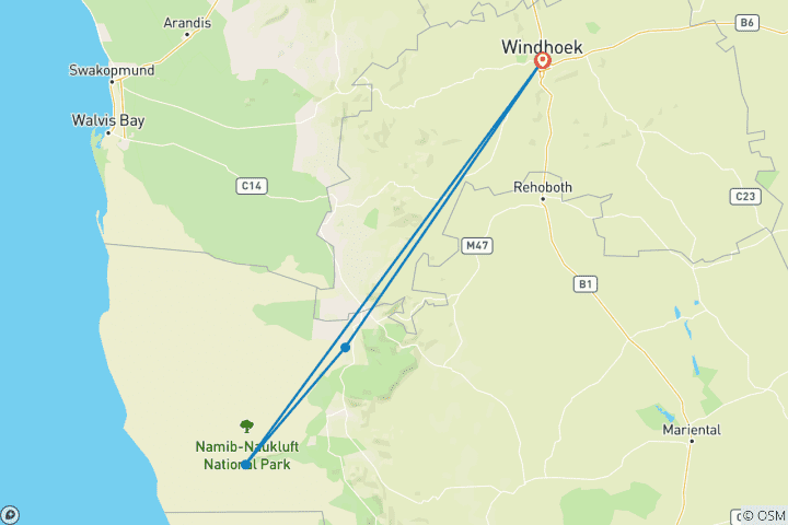 Map of 2-Day Sossusvlei & Namib Desert Escape