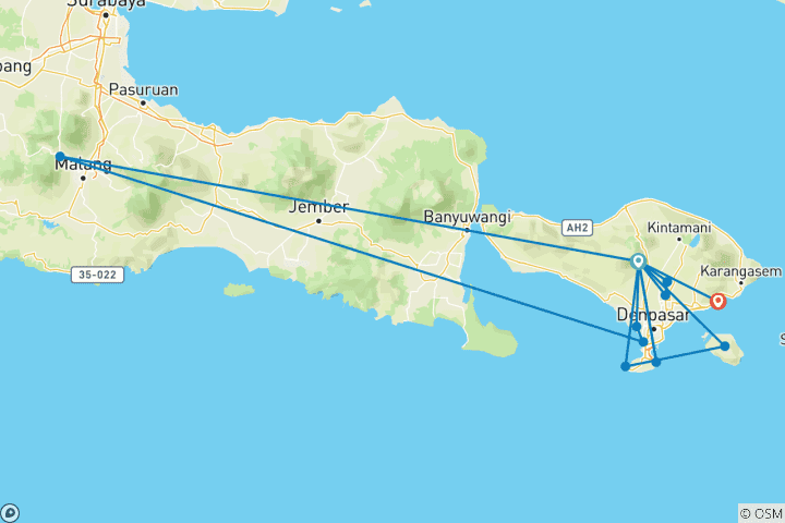 Kaart van Verhalen uit Bali: Vind me bij de golven (14 bestemmingen)