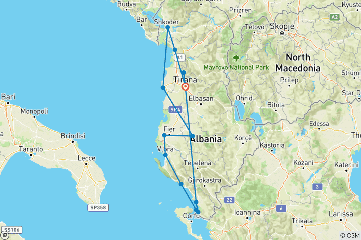 Map of Experience Albanian Adventure