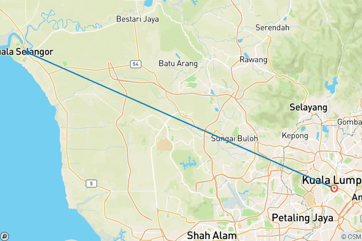 Carte du circuit Circuit aventure de 9 jours à Kuala Lumpur