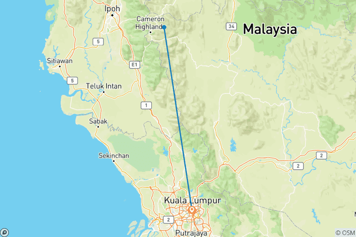 Carte du circuit 7 jours - Les meilleures attractions de Kuala Lumpur