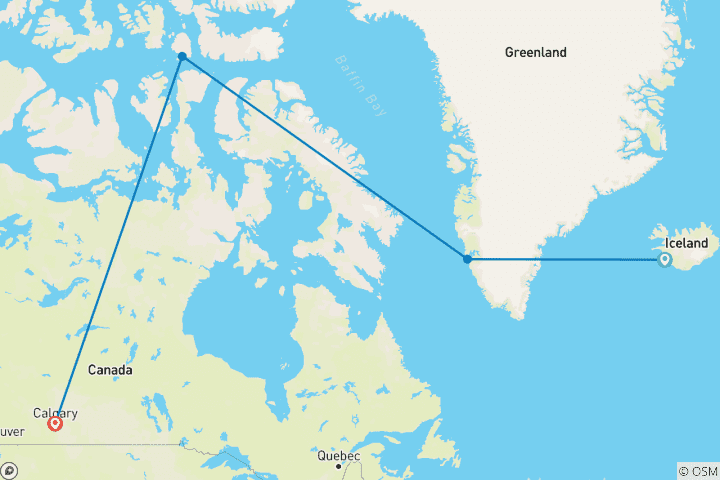 Carte du circuit Passage du Nord-Ouest : La légendaire route maritime de l'Arctique (from Reykjavik to Calgary)